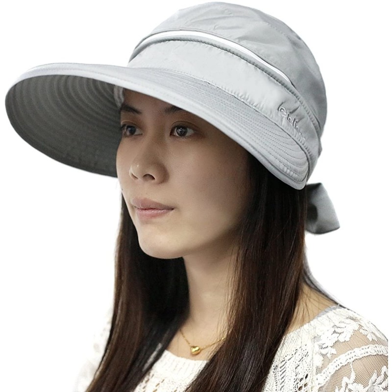 Sun Hats Chic Butterfly Sun Hat Wide Brim Summer Sun Visor Floppy Fold Beach Hat for Women Girls with Stylus - Grey - CR11V9O...
