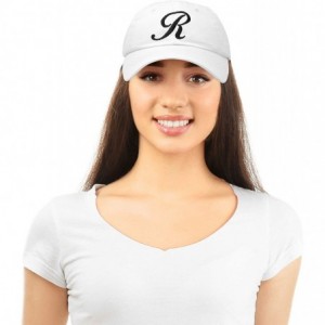 Baseball Caps Initial Hat Letter R Womens Baseball Cap Monogram Cursive Embroider - White - C718U6EWNG7 $23.63