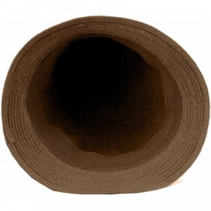 Bucket Hats Womens 100% Paper Straw Ribbon Flower Accent Cloche Bucket Bell Summer Hat - Lt Brown - CX12HN8O351 $18.10