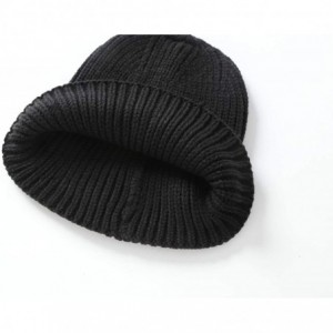 Skullies & Beanies Women Men Skull Hat Winter Cuff Beanie Soft Warm Knit Cap Watch Hat - Black - CW18ZK28XS0 $20.54
