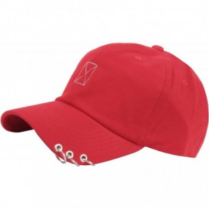 Baseball Caps Men Plus Size Silver Ring Piercing XL XXL Big Ball Cap Baseball Hat Truckers - Red - CH18CL84IXK $41.79