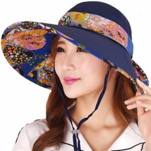 Sun Hats Women's Summer Beach Travelling Sun Hat UV Wide Brim Visor Caps - Blue3 - CF17Z67I7Y4 $26.10