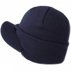 Skullies & Beanies Men's Winter Hat Outdoor Newsboy Hat Warm Thick Lambswool Knit Beanie Cap - Navy3 - CA18A86WK5S $13.53