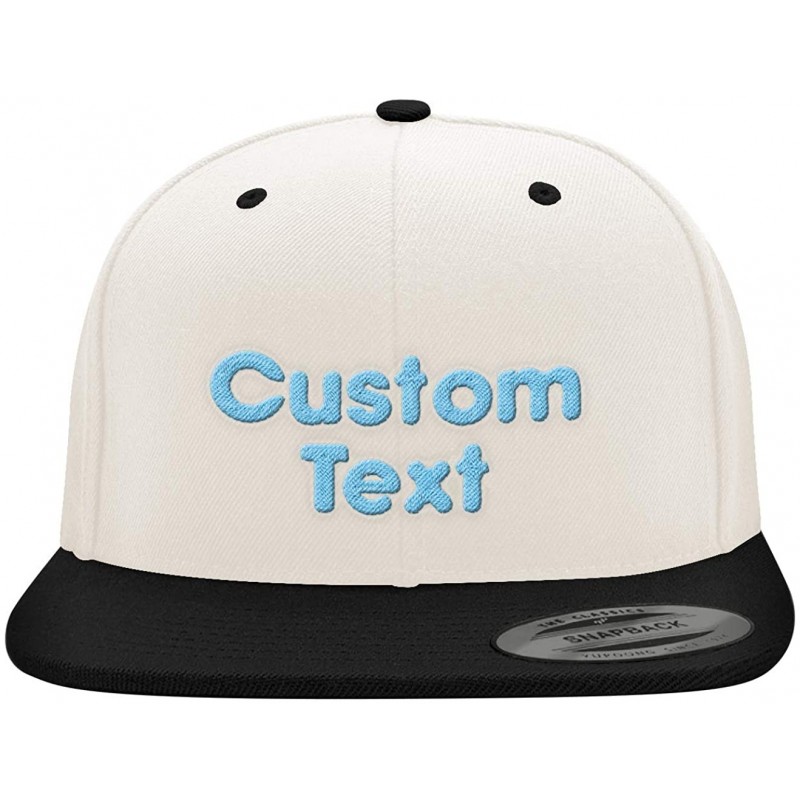 Baseball Caps Custom Embroidered 6089 Structured Flat Bill Snapback - Personalized Text - Your Design Here - Natural \ Black ...