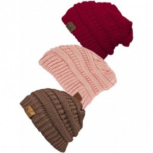 Skullies & Beanies Women's 3-Pack Knit Beanie Cap Hat - CB18LRMMZ0W $53.02