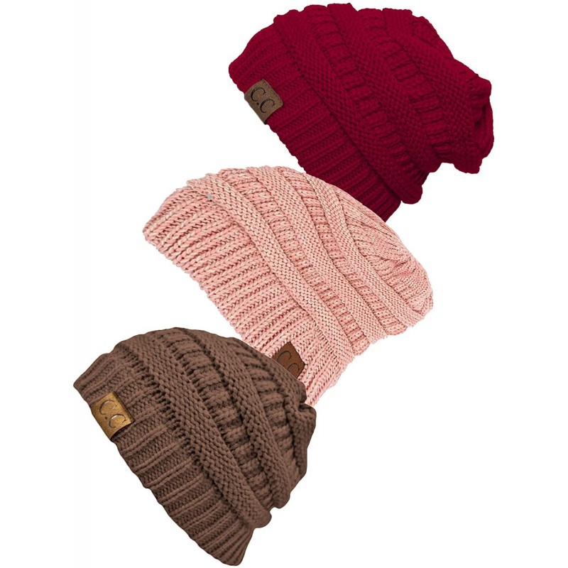 Skullies & Beanies Women's 3-Pack Knit Beanie Cap Hat - CB18LRMMZ0W $53.02