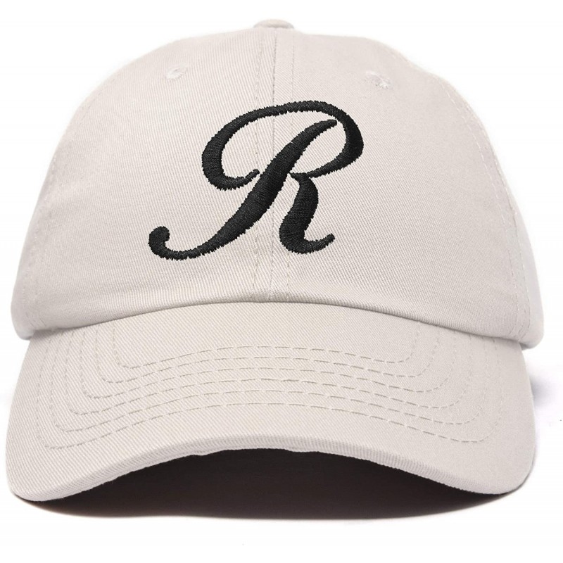 Baseball Caps Initial Hat Letter R Womens Baseball Cap Monogram Cursive Embroider - Beige - CF18TA4ICMN $24.86