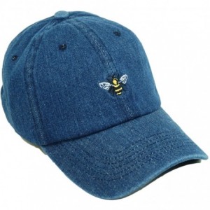 Baseball Caps Bee Embroidery Hat Adjustable Cotton Stylish Dad Hat Baseball Cap - Jean - C618ENW34O5 $23.36