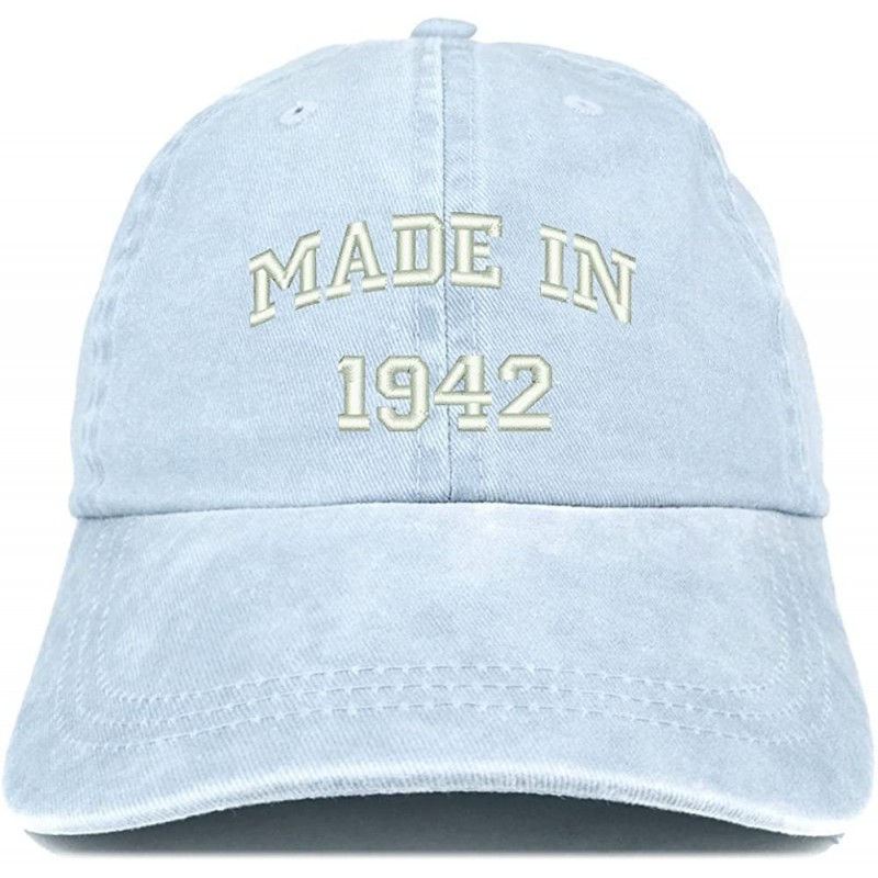 Baseball Caps Made in 1942 Text Embroidered 78th Birthday Washed Cap - Light Blue - C418C7I39I2 $33.59
