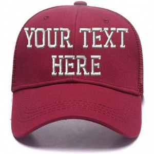 Baseball Caps Custom Ponytail Baseball Cap Personalized Messy Bun Hat Mesh Visor Trucker Hat - Wine Red - C318GZDXL30 $33.53