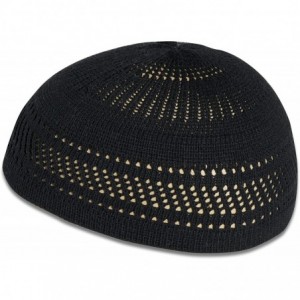 Skullies & Beanies Stretchy Elastic Beanie Kufi Skull Cap Hats Featuring Cool Designs and Stripes - Black - CS18LN4SZUU $25.61