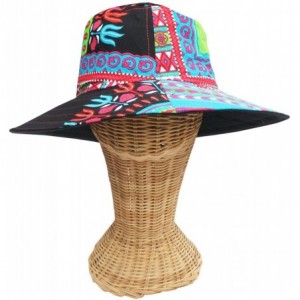 Skullies & Beanies Large Rimmed American South Sunhat African Dashiki Printed Hat - Black New Blue - C218KQ329IT $55.57