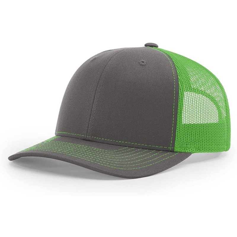 Baseball Caps Richardson 112 Trucker Snapback - Charcoal/Neon Green - C2189XH65C3 $22.43