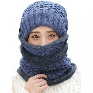 Skullies & Beanies Winter Beanie Hat Scarf and Mask Set 3 Pieces Thick Warm Slouchy Knit Cap - Navy - CT188R8OO04 $29.10