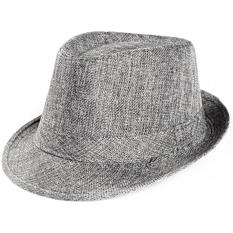 Sun Hats Straw Hat Men Women chaofanjiancai Hats Outdoor Gangster Trilby Cap Beach Sun hat Band Plain - Gray - CW18EQIZIH0 $1...