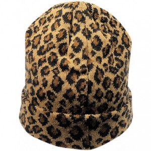 Skullies & Beanies Womens Winter Hats Unisex Leopard Print Cuffed Beanie Soft Warm Slouchy Cap Hat (Yellow) - CL18K23YYZE $20.49