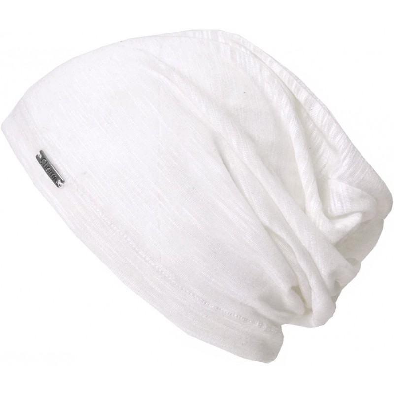 Skullies & Beanies Summer Beanie for Men & Women - Slouchy Lightweight Chemo Cotton Hipster Fashion Knit Hat - White - CB180W...