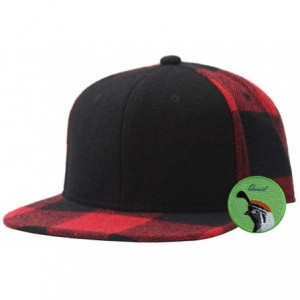 Baseball Caps Premium Wool Blend Plaid Adjustable Snapback Baseball Cap - Black/Red Quail - CG188TE45H3 $28.55