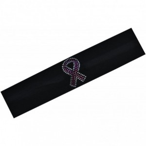 Headbands Rhinestone Breast Cancer Awareness Ribbon Stretch Headband - Black - C311NW8OCFX $18.44