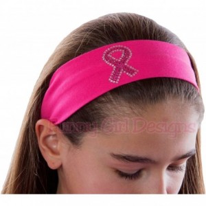 Headbands Rhinestone Breast Cancer Awareness Ribbon Stretch Headband - Black - C311NW8OCFX $20.14