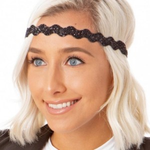 Headbands Women's Adjustable NO Slip Wave Bling Glitter Headband - Black & Hot Pink Wave 2pk - C111MPODW6Z $28.60