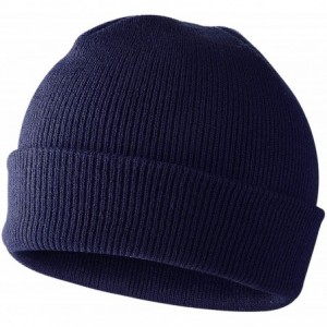 Skullies & Beanies 50% Wool Short Knit Fisherman Beanie for Men Women Winter Cuffed Hats - 5-navy - CD18Z365YZK $15.89
