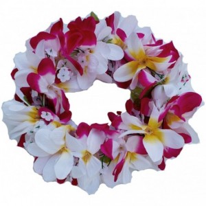 Headbands Women Floral Headband Hawaiian Plumeria Flower Haku elastic Leis - Pink white - CT189KNYDDC $22.90