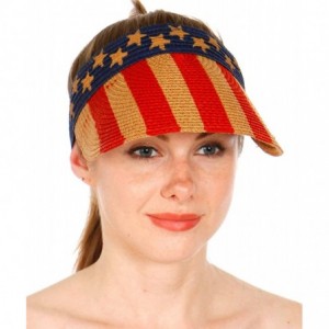Visors Sun Visor Beach Golf Protection Cap Women Summer Beach Hat- Outdoor Sports - American Flag Khaki - CJ18NNQ4IW0 $19.13