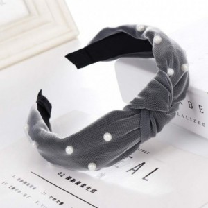 Headbands Headbands for Women Vintage Twisted Faux Pearl Tie Beading Wide Hair Hoop Headwear Hairband (Black) - Black - CD18T...