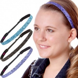 Headbands Girl's Adjustable Non Slip Skinny Bling Glitter Headband Multi Pack - Teal/Black/Purple - CJ11TOOQNMT $31.68