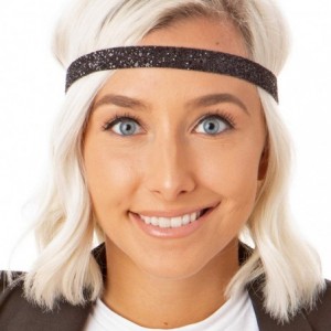 Headbands Girl's Adjustable Non Slip Skinny Bling Glitter Headband Multi Pack - Teal/Black/Purple - CJ11TOOQNMT $31.68