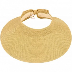Sun Hats Women Mens UPF 50+ Wide Brim Starw Sun Hat Roll Up Panama Fedora Beach Hat - Beige - CA18E30OXEY $35.80