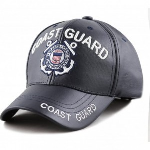 Baseball Caps 1100 Official Licensed 3D Embroidered Army Marine Navy Soft Faux Leather Cap - U.s. Coast Guard-navy - C21875KI...