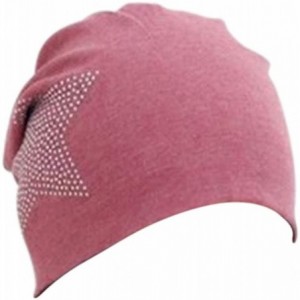 Skullies & Beanies Classic Soft Knit Fashion Beanie Cap Hat with Rhinestone Star for Woman - Red - CD18HKT4A6Z $23.67