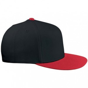 Baseball Caps Original Blank Flatbill Premium Fitted 210 Hat Cap Flex Fit Flat Bill Two Tone Large/Xlarge - Black/Red - C6117...