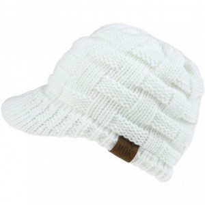 Skullies & Beanies Womens Knit Visor Beanie Newsboy Cap Winter Warm Hat Cold Snow Weather - White - CV18YE0NXYQ $11.27