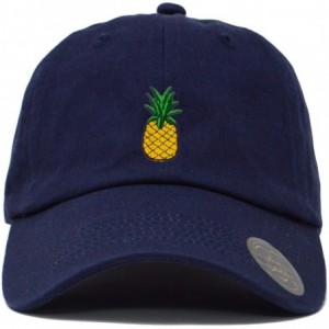 Baseball Caps Pineapple Embroidered Classic Polo Style Baseball Cap Low Profile Dad Cap Hat - Fba Navy - C518QAG6ML6 $25.29