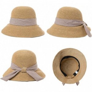 Sun Hats Womens Wide Brim Summer Sun UPF Protective Beach Straw Panama Fedora Hats Outdoor - 00751_brown - CC18RR52XMY $33.05