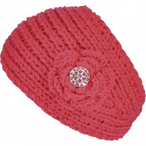 Cold Weather Headbands Women's Knitted Headband Headwrap Crocheted Floral - Deep Pink. - C212GUFWK21 $22.73