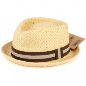 Fedoras Mens Summer Fedora Cuban Style Short Brim Hat - F1442natural - CF199GAQK4Y $54.55