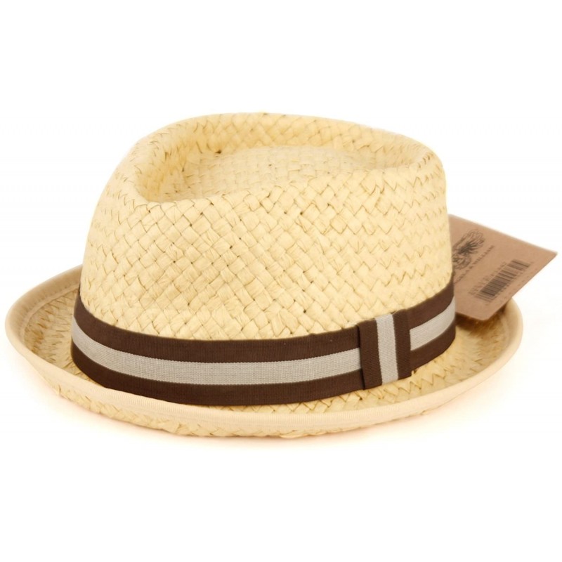 Fedoras Mens Summer Fedora Cuban Style Short Brim Hat - F1442natural - CF199GAQK4Y $44.25