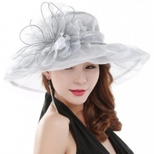 Sun Hats Women's Fashion Summer Church Kentucky Derby Cap British Tea Party Wedding Hat - Gray - CM18DUDWLTM $26.26
