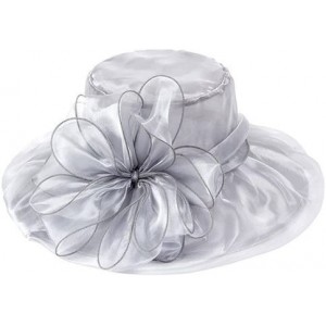 Sun Hats Women's Fashion Summer Church Kentucky Derby Cap British Tea Party Wedding Hat - Gray - CM18DUDWLTM $23.24
