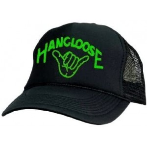 Baseball Caps Hang Loose Mesh Trucker Hat Cap - Black / Neon Green - CF11EJGACWX $32.16