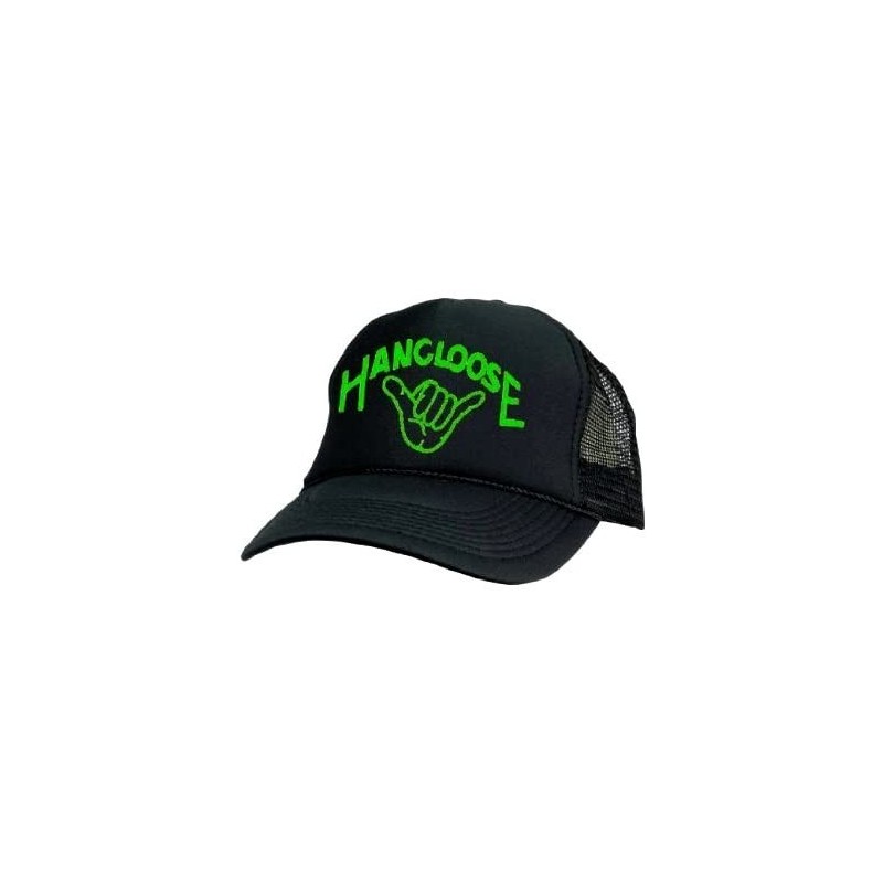 Baseball Caps Hang Loose Mesh Trucker Hat Cap - Black / Neon Green - CF11EJGACWX $26.37