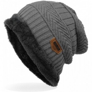 Skullies & Beanies Mens Winter Beanies Hat Soft Lined Thick Wool Knit Skull Cap - Gray - CZ12O3L6SDZ $19.56