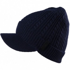 Newsboy Caps Unisex Knit Beanie Visor Cap Winter Hat Fleece Neck Scarf Set Ski Face Mask 55-61cm - 89235-navy - CG18KLDIS6L $...