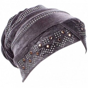 Headbands Women Underscarf Cap Hijab Bonnet Muslim Full Cover Hijab with Diamond - Gray - CR18G4AH508 $19.34