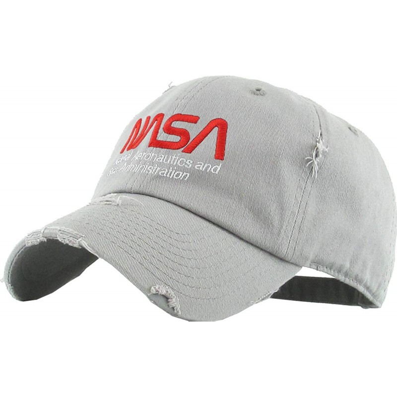 Baseball Caps Vintage NASA Insignia Dad Hat Collection Baseball Cap Polo Style Adjustable Worm - (7.1) Light Gray Nasa Vintag...