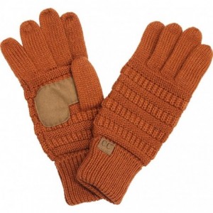 Skullies & Beanies 3pc Set Trendy Warm Chunky Soft Stretch Cable Knit Beanie Scarves Gloves Set - Rust - CI187GO0RSZ $87.75